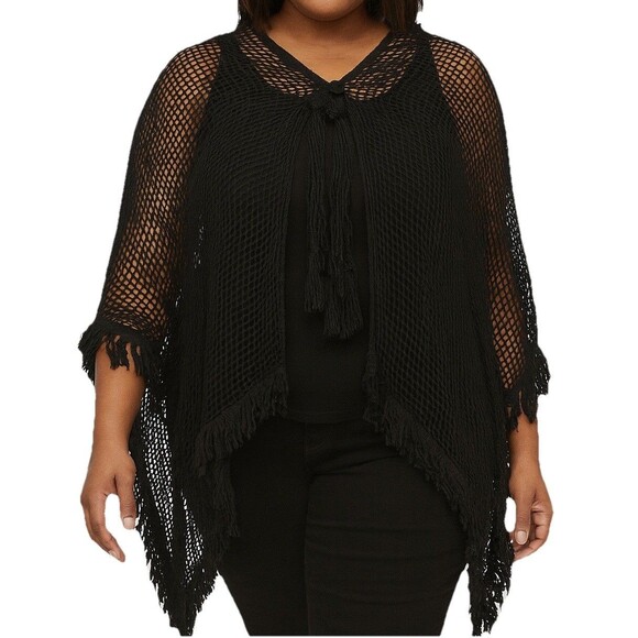Lulus Clothing Co Crochet Fairy Goth Witchy Shawl Wrap - Picture 1 of 11